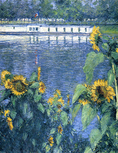 Sunflowers on the Banks of the Seine Gustave Caillebotte